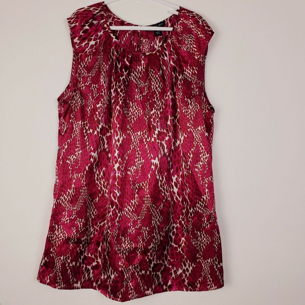 Tres Jolie‎ Womens Satin Sleeveless Blouse Raspberry Snake Print Size Small